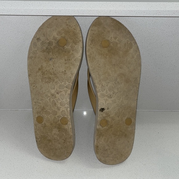 COACH Size 8B Womens Flip Flops Black Khaki, Amel Rubber/SIG C Thong Sandals - Picture 4 of 8